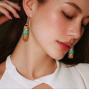 Vibrant Silver and Turquoise Drop Earrings